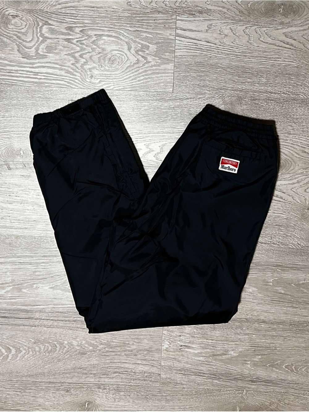 Vintage Marlboro Unlimited Black Fleece Lined Snow/Track Pants